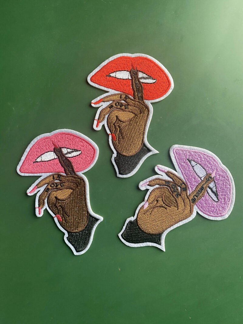 Personalized finger and mouth embroidery patch clothing accessories DIY ironing decoration embroidery mouth patch