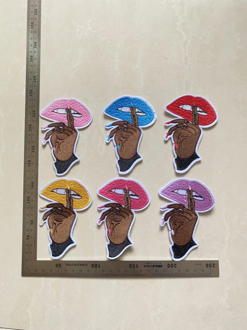 Personalized finger and mouth embroidery patch clothing accessories DIY ironing decoration embroidery mouth patch