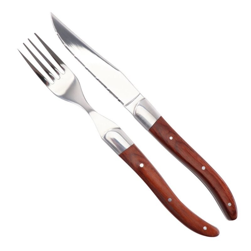 western knife western knife Stainless steel western steak knife and fork French style red color wooden handle western knife