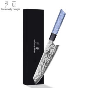 Damascus three-piece knife set