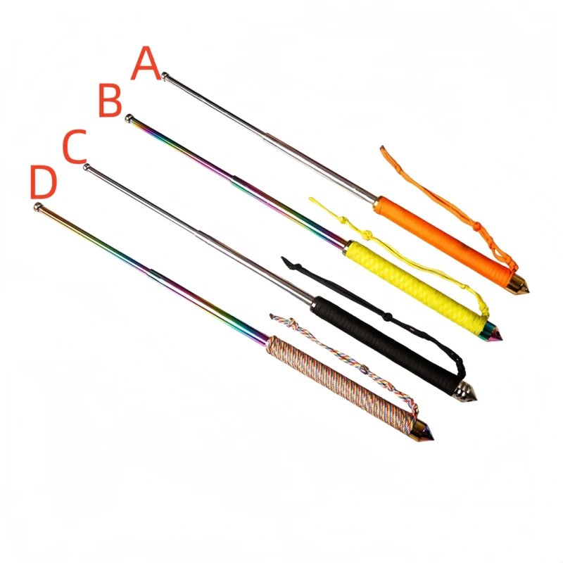 Hummer handle paratrooper self-defense baton three-section telescopic baton rubber emergency baton with window-breaking self-defense baton