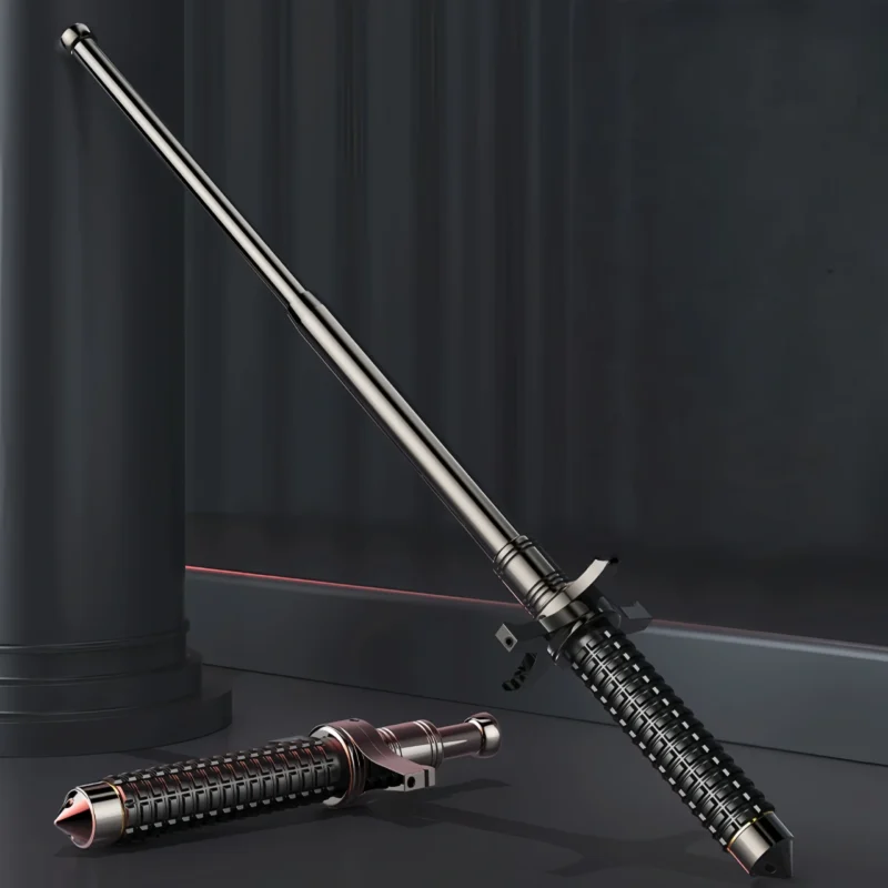 Self-defense artifact telescopic stick swing stick guard knife blocking swing stick three-section stick alloy steel quenching process self-defense